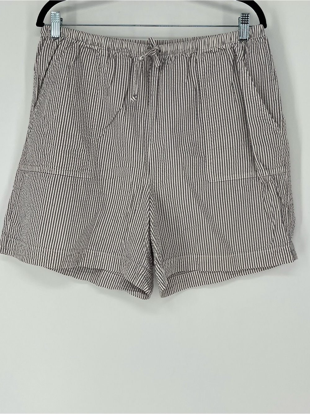 Striped Drawstring Women’s Shorts‎ - Beige/Ivory